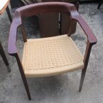 104A, Wood Arm Chair w Wicker Seat